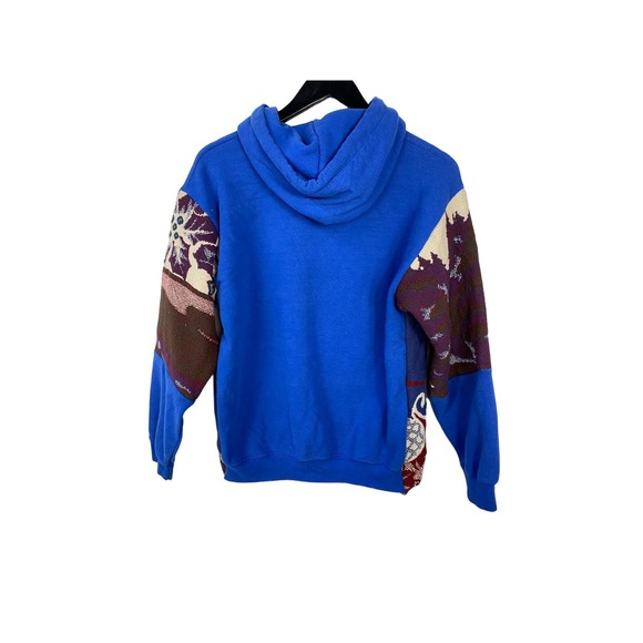 VTG Christmas Deer Reworked Hooded Sweatshirt Sz M - Picture 5 of 5